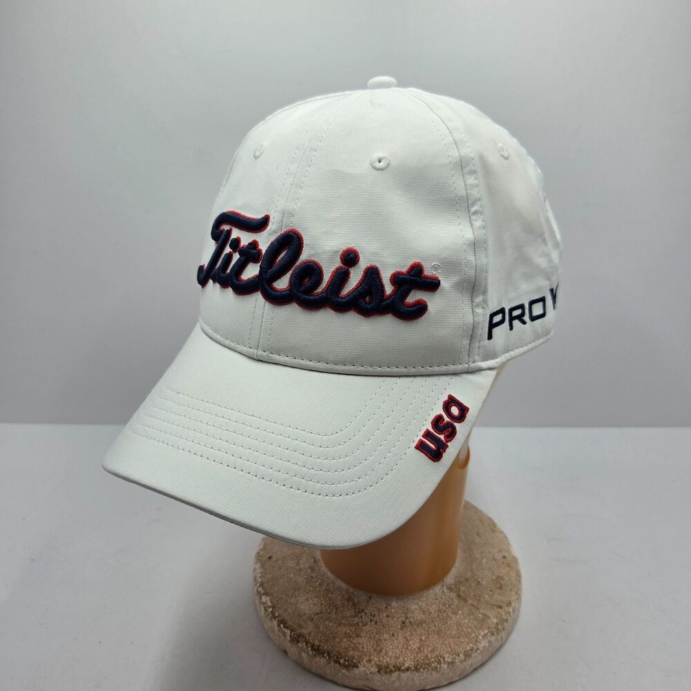 Titleist Tour Performance USA Theme Golf Strapback Hat White Pro V1 FJ FootJoy